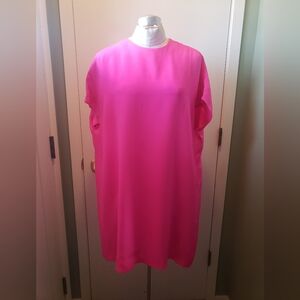Barneys New York X Lisa Perry Vibrant Pink Cap Sleeve Dress/Tunic Top. Size L